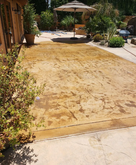 Stamped concrete patio resurfacing